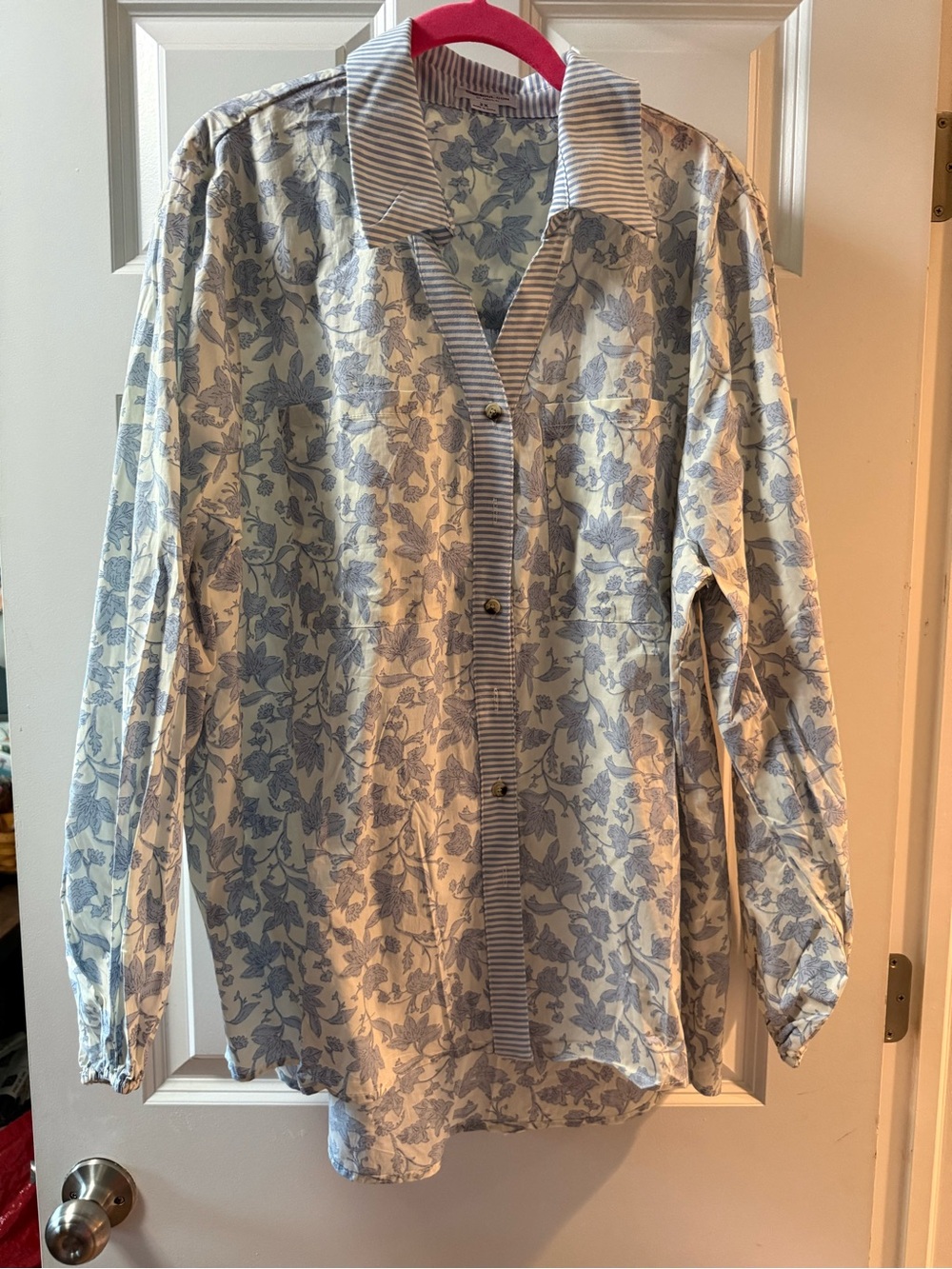 Chic Soul Blue Floral Lightweight Shirt Jacket